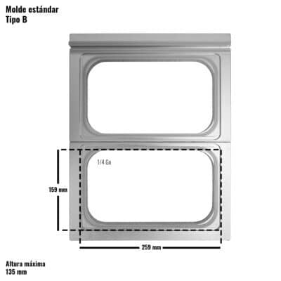 Molde estándar para 2 bandejas de 1/4Gn para termoselladora BÜTZMANN BT-5