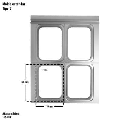 Molde estándar para 4 bandejas de 1/8Gn para termoselladora BÜTZMANN BT-5